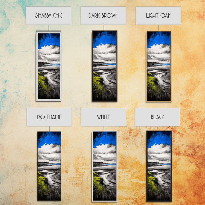 Coastal Marsh, Blue Sky, Canvas Print, Beach House Art, Minimalist Seascape, Ocean Decor, Nature Inspired Artwork, Living Room Art