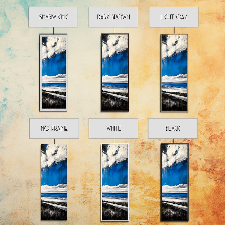 Coastal Path Painting, Modern Beach Landscape, Blue Sky and Ocean Art, Contemporary Home Decor, Living Room Wall Art, Canvas Print