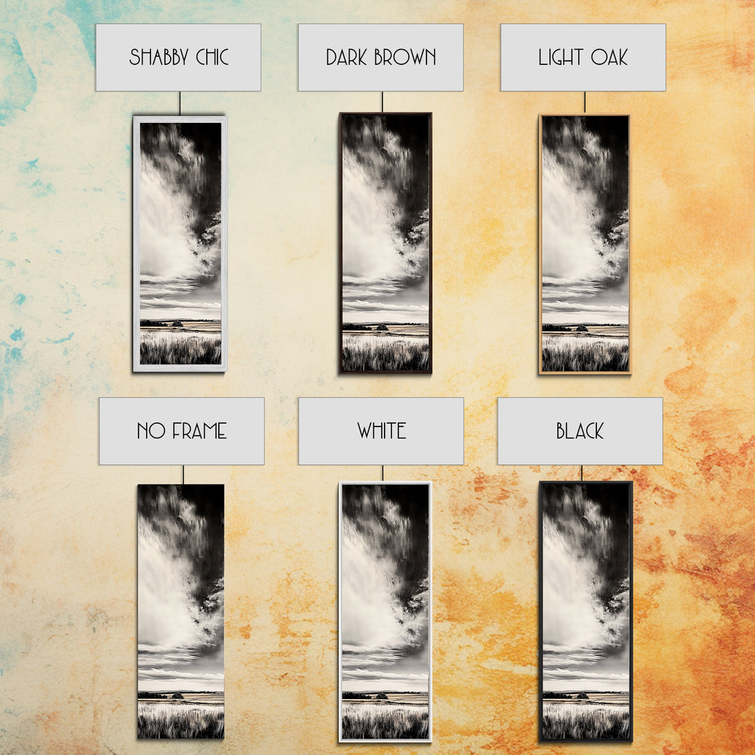 Dramatic Black and White Sky, Stormy Landscape Art, Nature Wall Decor, Rustic Farmhouse Artwork, Living Room Decor, Canvas Print