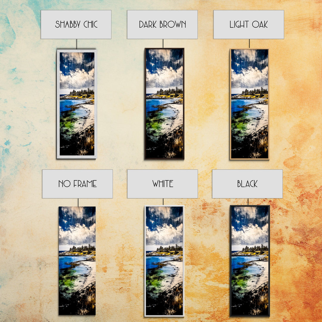 Coastal View, Ocean Serenity, Beach Scene, Tranquil Art, Framed Canvas Print, Living Room Wall Art, Seascape Painting, Nautical Home Decor