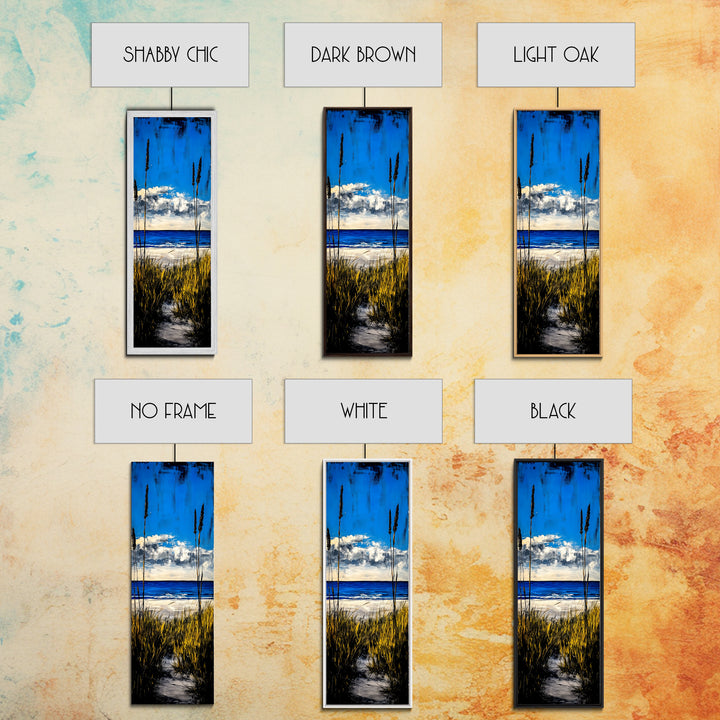 Coastal Dunes, Ocean View, Blue Sky, Framed Canvas Print, Beach Wall Art, Nautical Decor, Living Room Wall Art, Seaside Home Decor