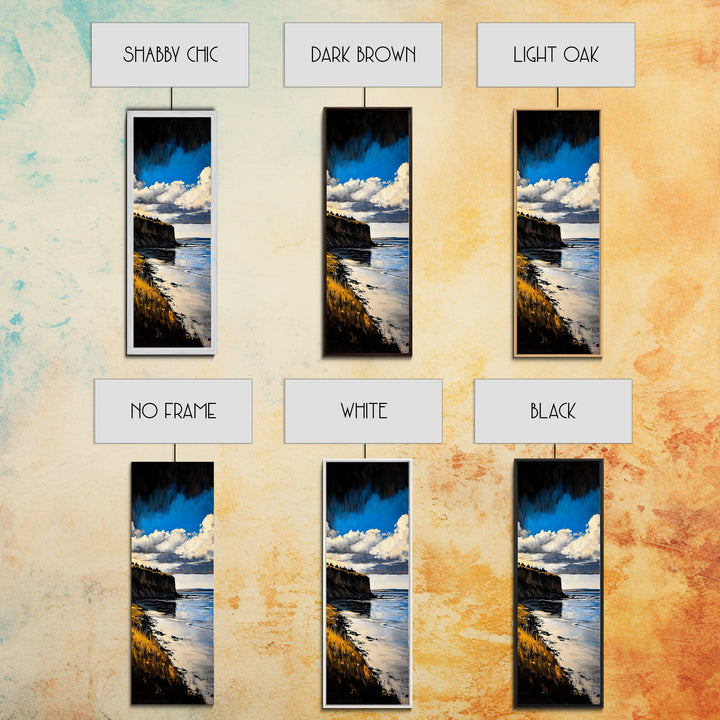 Coastal Cliff Art, Seaside Landscape Painting, Ocean View Wall Decor, Nature Home Design, Relaxing Beach Scene, Framed Canvas Print