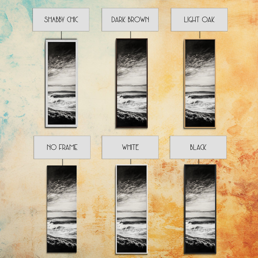 Coastal Waves, Black and White, Ocean Photography, Surf Art, Framed Canvas Print, Minimalist Decor, Beach House Wall Art