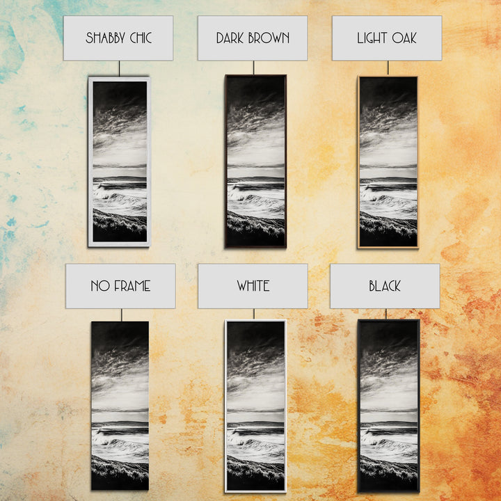 Coastal Waves, Black and White, Ocean Photography, Surf Art, Framed Canvas Print, Minimalist Decor, Beach House Wall Art