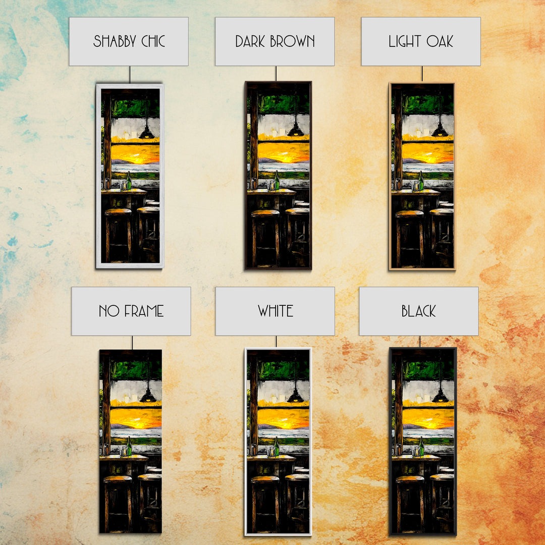 Bar Sunset, Cozy Tavern Art, Rustic Interior Painting, Canvas Print, Warm Evening Decor, Relaxed Home Vibes, Kitchen or Bar Wall Art