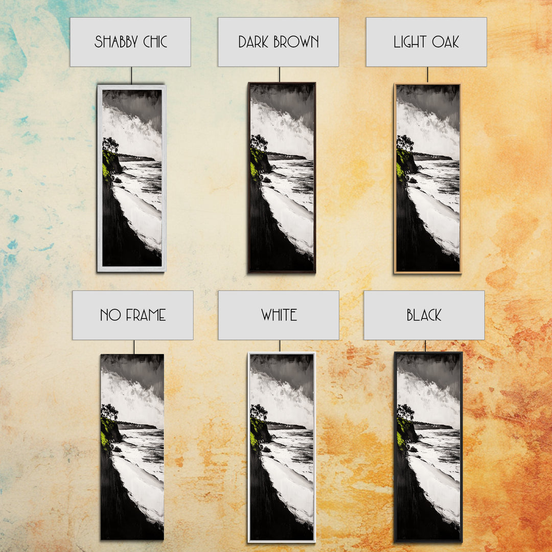 Rocky Shoreline, Ocean Waves, Abstract Seascape, Canvas Print, Nautical Wall Art, Coastal Home Decor, Modern Art, Blue White Painting