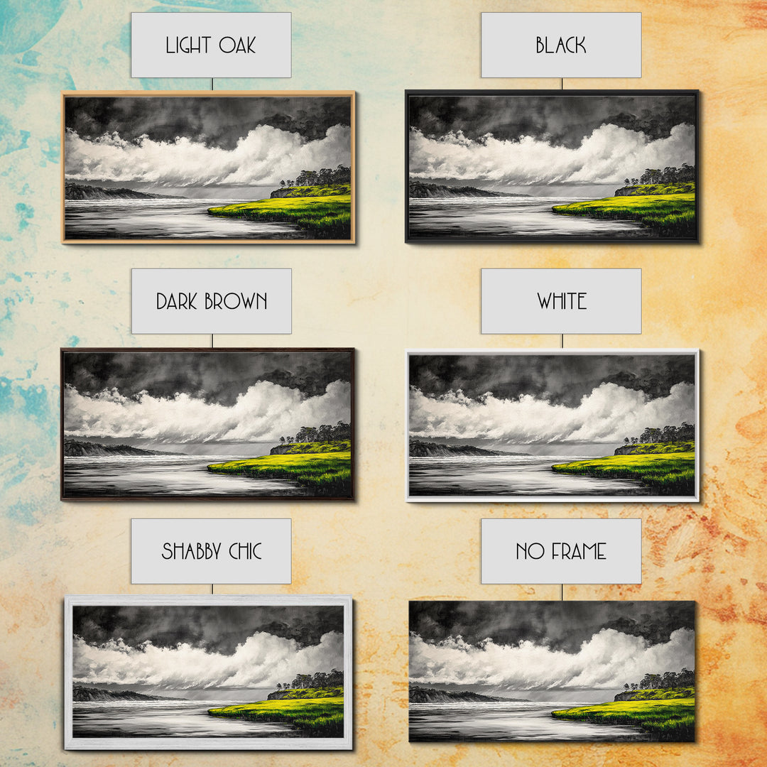 Coastal Storm, Black and White, Dramatic Seascape, Framed Canvas Print, Modern Coastal Art, Minimalist Ocean Wall Art, Large Wall Decor