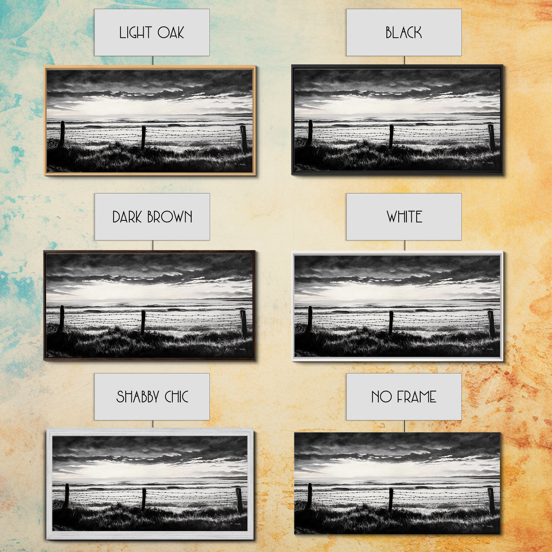 Dark Ocean, Stormy Sky, Coastal Landscape, Black and White Art, Moody Seascape, Living Room Wall Art, Nautical Decor, Framed Canvas Print