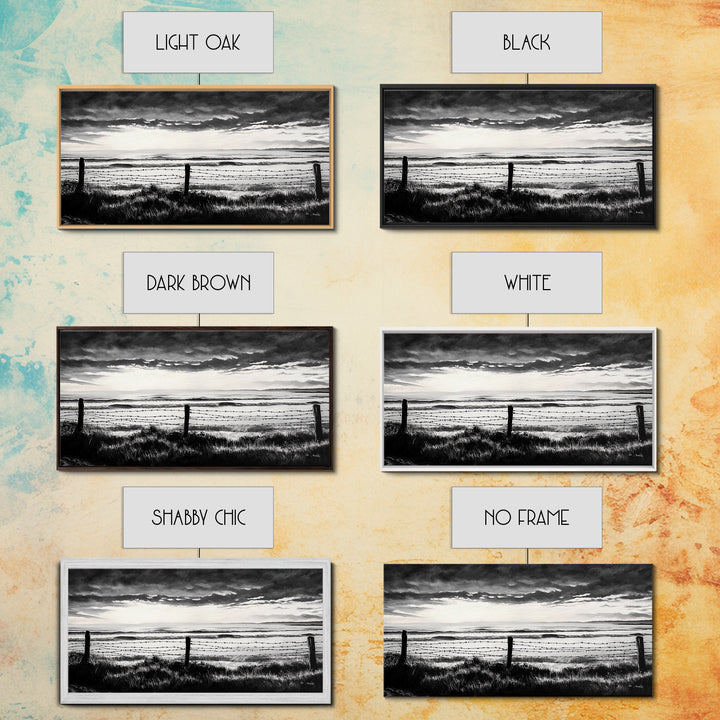 Dark Ocean, Stormy Sky, Coastal Landscape, Black and White Art, Moody Seascape, Living Room Wall Art, Nautical Decor, Framed Canvas Print