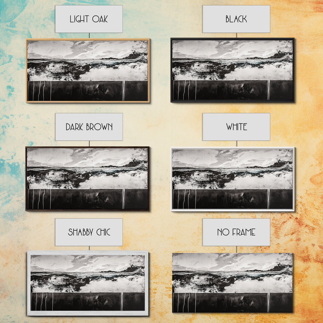 Black and White, Ocean, Waves, Minimalist, Canvas Print, Coastal Art, Nautical Decor, Bedroom Wall Art, Modern Home Decor, Fine Art Print