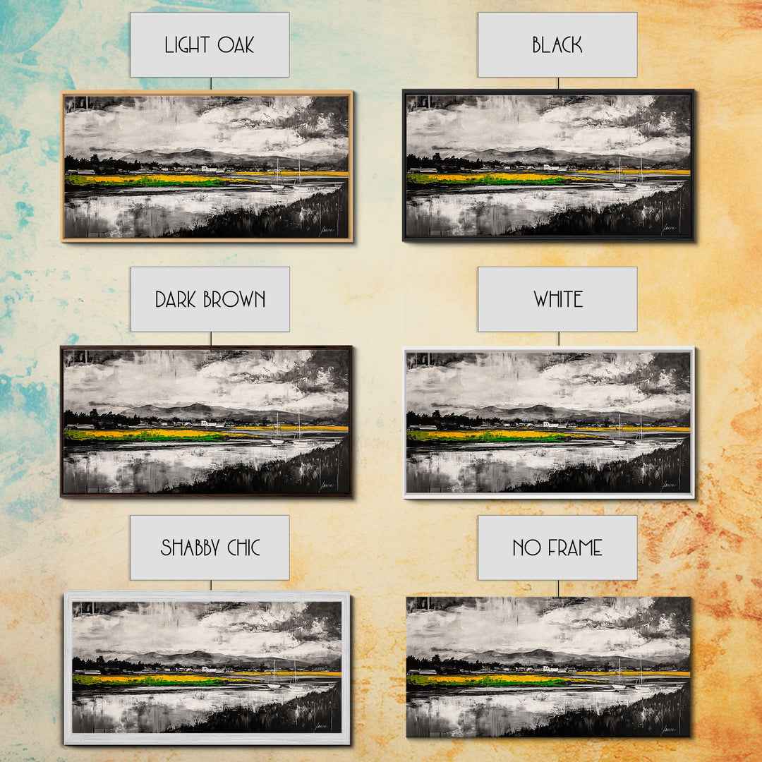 Countryside, Yellow, Landscape, Reflection, Canvas Print, Farmhouse Decor, Rustic Wall Art, Nature Art, Living Room Art, Neutral Home Decor