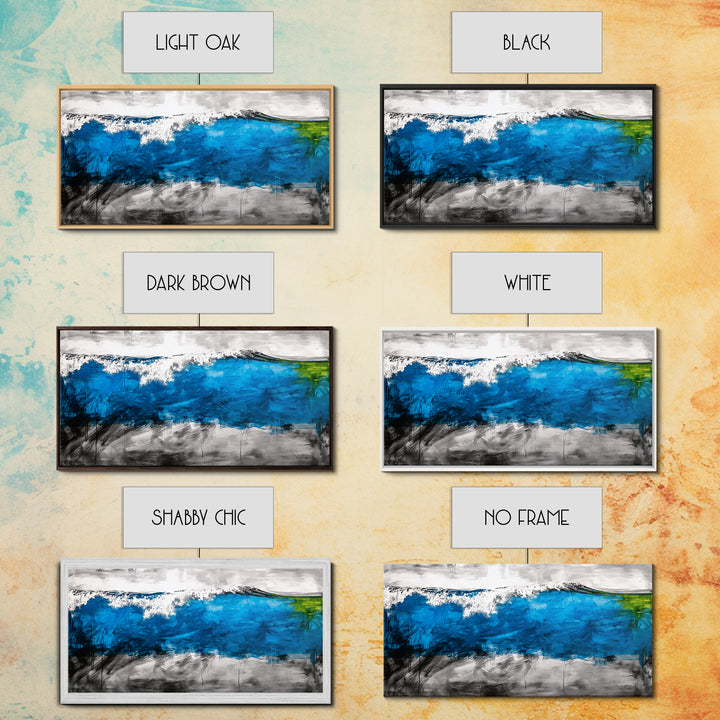 Abstract Ocean, Blue Wave, Coastal Art, Nautical Decor, Living Room Wall Art, Contemporary Seascape, Beach Theme, Framed Canvas Print