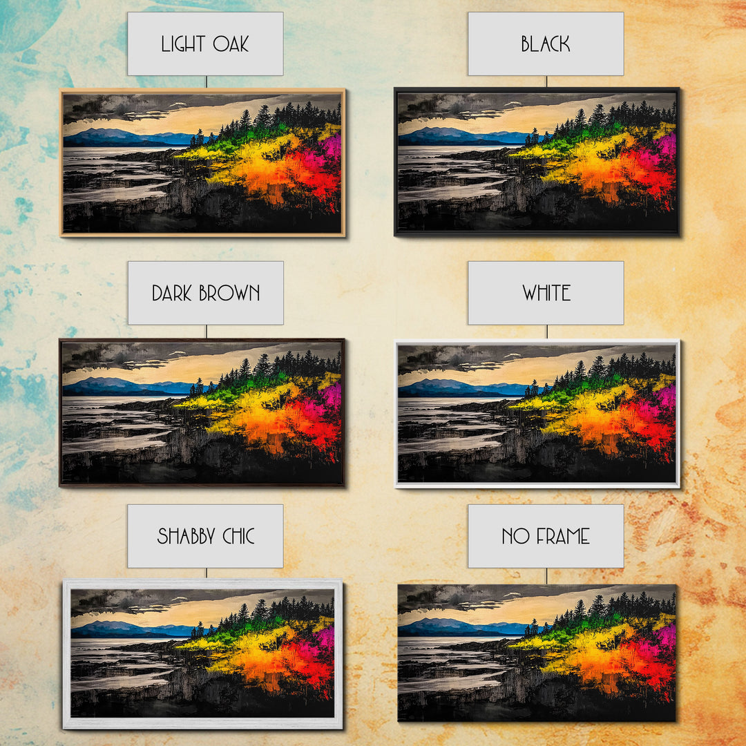 Coastal Sunset, Vibrant Ocean Art, Framed Canvas Print, Modern Landscape Painting, Beach Wall Art, Large Wall Decor, Living Room Art