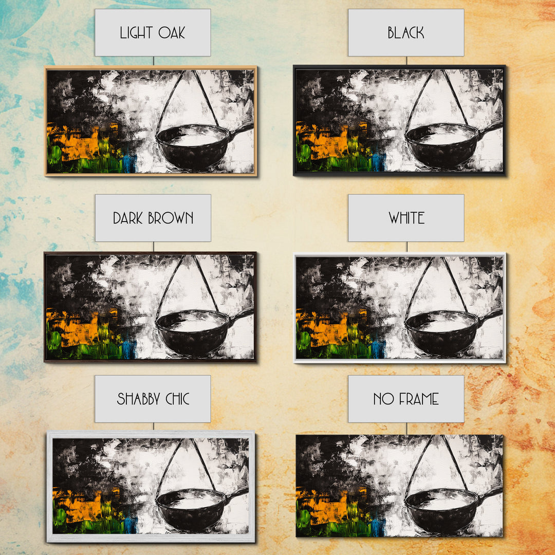 Abstract Kitchen Art, Black and White Canvas Print, Minimalist Artwork, Rustic Wall Decor, Unique Home Aesthetic, Framed Canvas Print