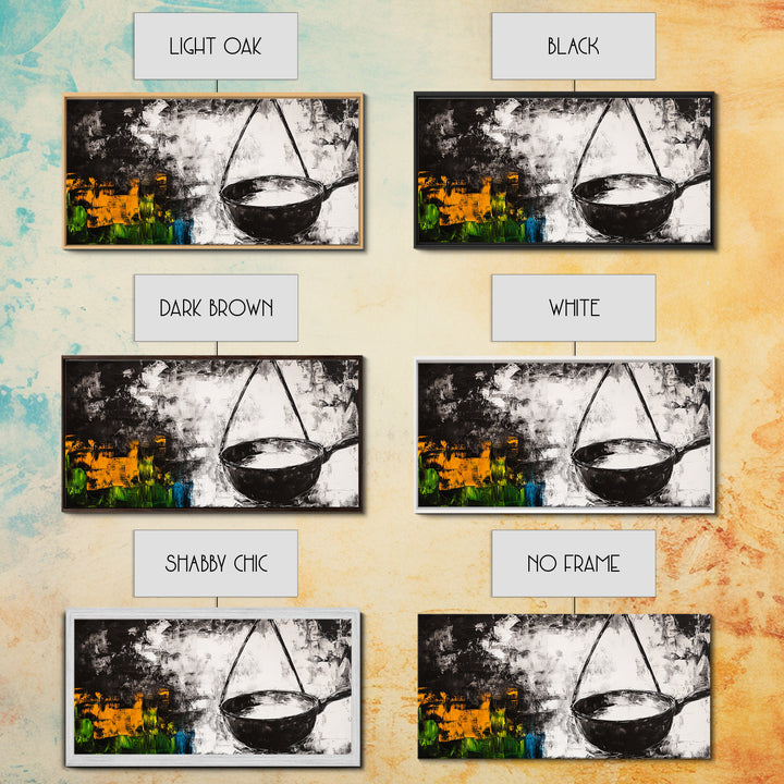 Abstract Kitchen Art, Black and White Canvas Print, Minimalist Artwork, Rustic Wall Decor, Unique Home Aesthetic, Framed Canvas Print