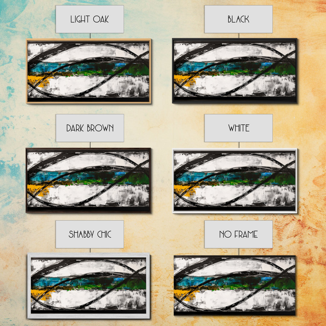 Abstract Ocean Waves, Energy, Framed Canvas Print, Modern Living Room Art, Coastal Decor, Blue Green Wall Art, Contemporary Art