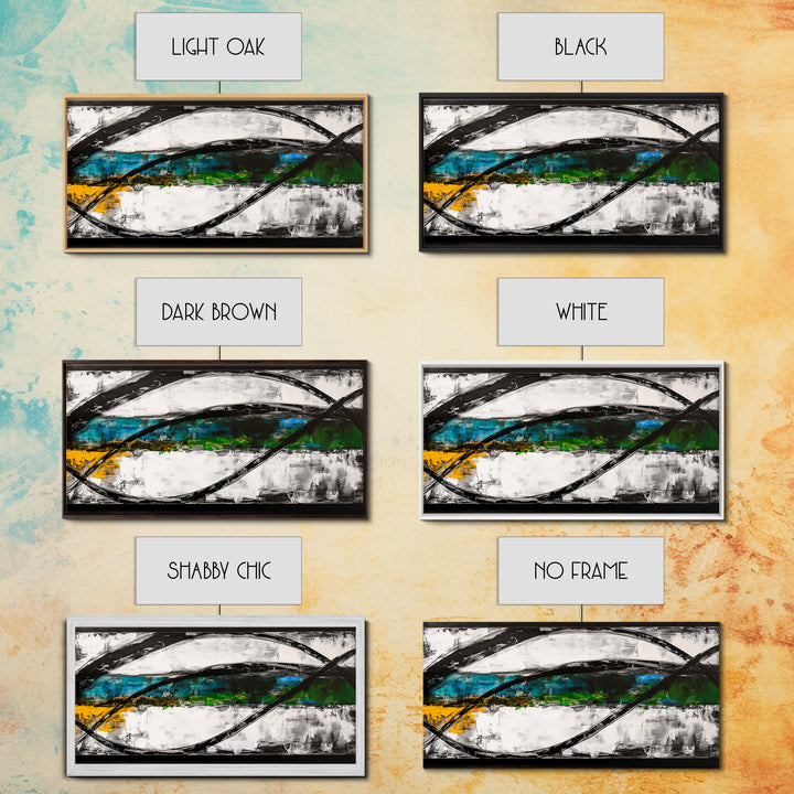 Abstract Ocean Waves, Energy, Framed Canvas Print, Modern Living Room Art, Coastal Decor, Blue Green Wall Art, Contemporary Art