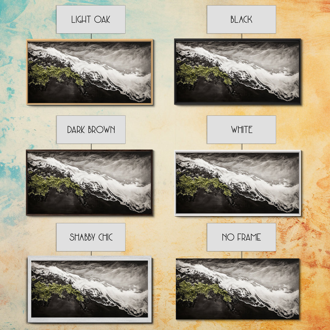 Abstract Ocean Waves, Coastal Wall Art, Modern Seascape Painting, Monochrome Beach Decor, Minimalist Black White Art, Canvas Print