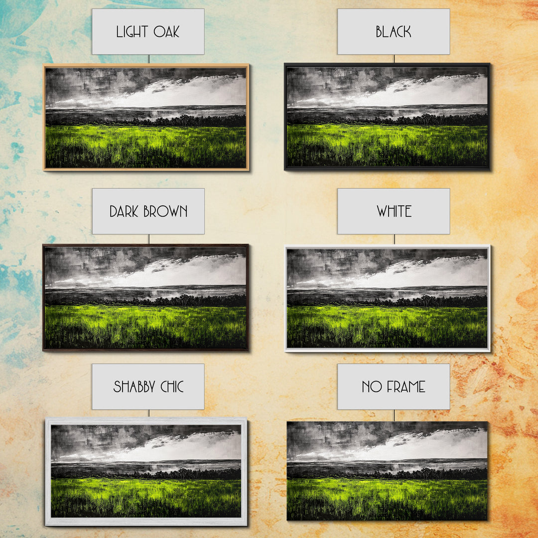 Green, Landscape, Nature, Canvas Print, Rolling Fields Wall Art, Scenic Countryside Painting, Modern Rustic Home Decor, Large Wall Art