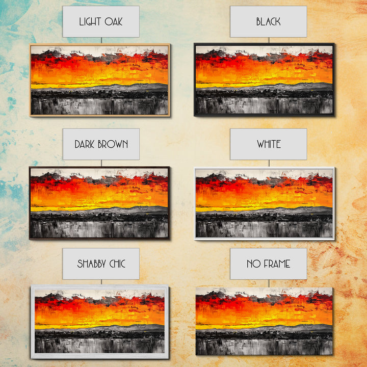 Fiery Sunset, Dramatic Sky, Abstract Landscape, Canvas Print, Modern Art, Bold Wall Decor, Warm Colors, Living Room Accent