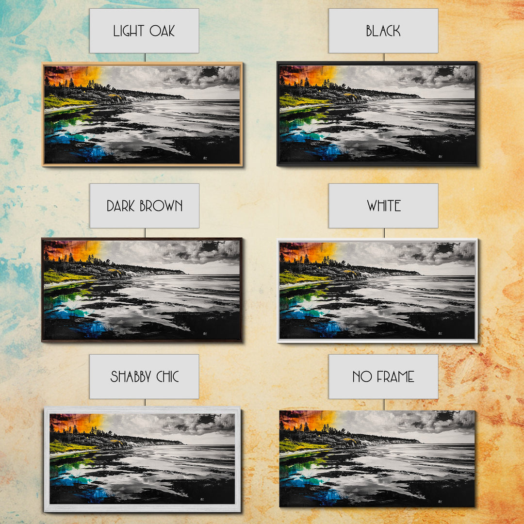 Coastal Landscape, Black White, Ocean View Art, Beach Canvas Print, Living Room Wall Art, Seascape Painting, Nautical Decor, Large Art