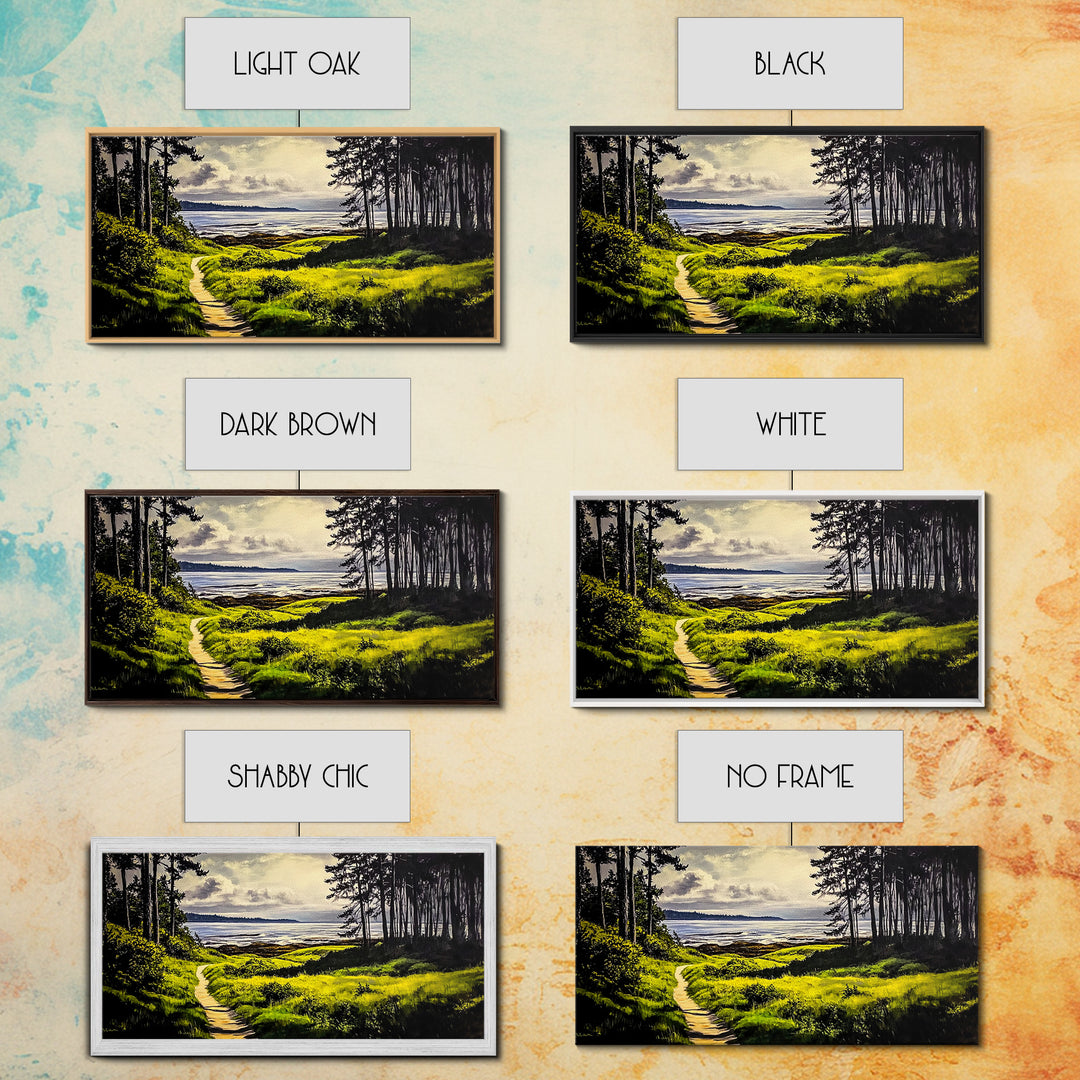 Coastal Path, Ocean View, Nature Landscape, Large Canvas Print, Beach House Painting, Framed Canvas Print, Tranquil Wall Decor