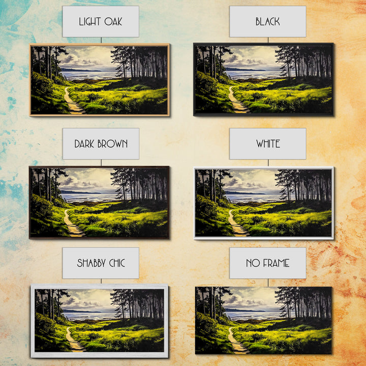 Coastal Path, Ocean View, Nature Landscape, Large Canvas Print, Beach House Painting, Framed Canvas Print, Tranquil Wall Decor