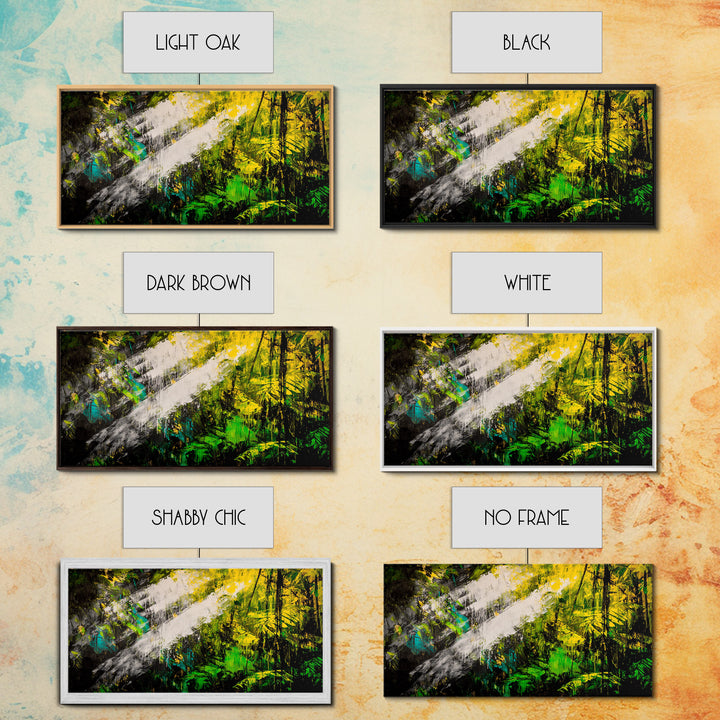 Abstract Jungle, Green Yellow, Tropical Rainforest, Canvas Print, Modern Nature Wall Art, Framed Painting, Boho Home Decor, Textured Art