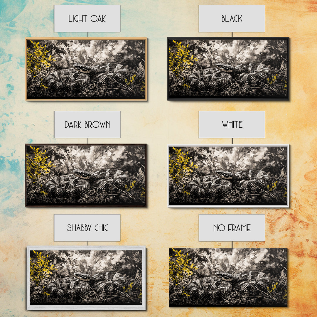 Coiled Snake, Wildlife Art, Nature Wall Art, Rustic Farmhouse Decor, Monochrome Art, Animal Painting, Bedroom Wall Art, Canvas Print