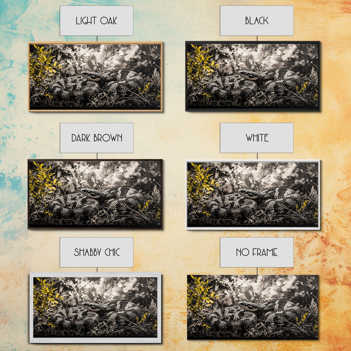 Coiled Snake, Wildlife Art, Nature Wall Art, Rustic Farmhouse Decor, Monochrome Art, Animal Painting, Bedroom Wall Art, Canvas Print