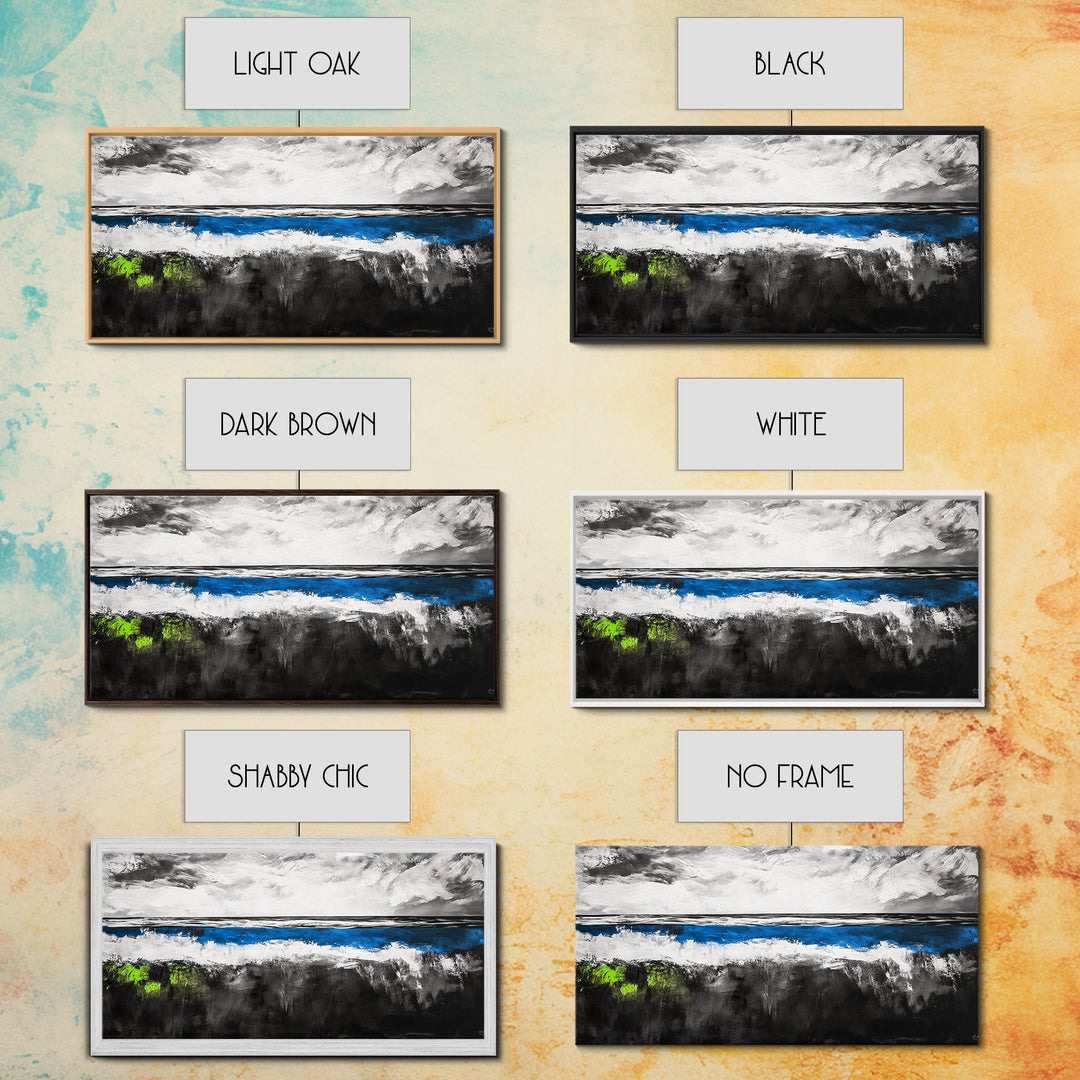 Abstract Ocean, Minimalist Seascape, Modern Coastal Wall Art, Ocean View, Nautical Home Decor, Framed Canvas Print, Beach House Art