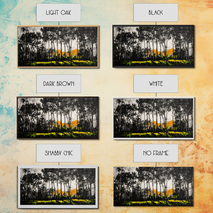 Autumn Trees, Woodland Scene, Black and White Forest, Framed Canvas Print, Nature Landscape Art, Fall Decor, Living Room Art, Rustic Art