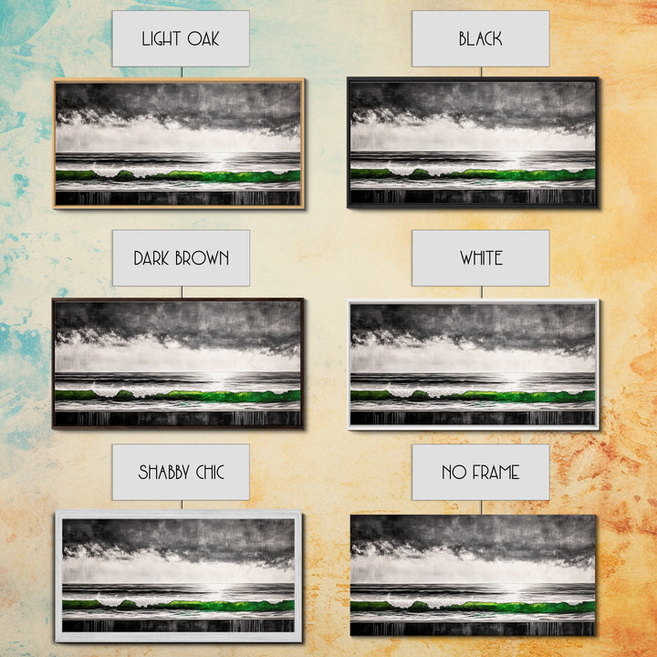 Green Wave, Stormy Ocean, Surreal Seascape, Canvas Print, Nautical Wall Art, Bathroom Wall Art, Contemporary Art Decor