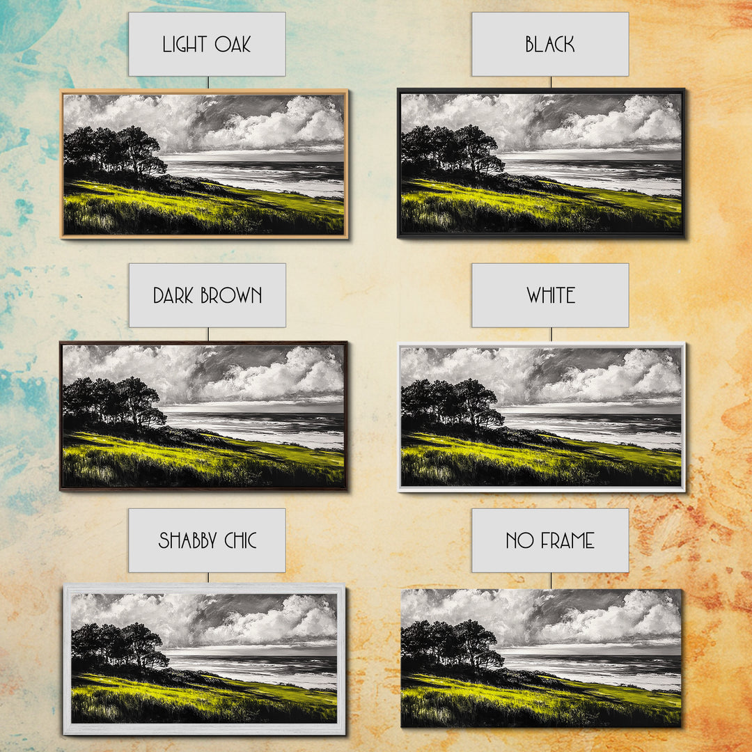 Coastal Landscape, Ocean View, Sunset Wall Art, Seaside Decor, Modern Seascape, Framed Canvas Print, Living Room Wall Art, Beach Painting