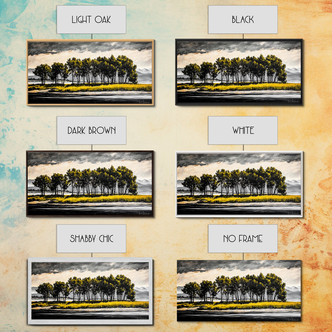 Aspen Trees, Mountain View, Nature Landscape, Rustic Home Decor, Autumn Wall Art, Framed Canvas Print, Cabin Wall Art, Modern Tree Painting