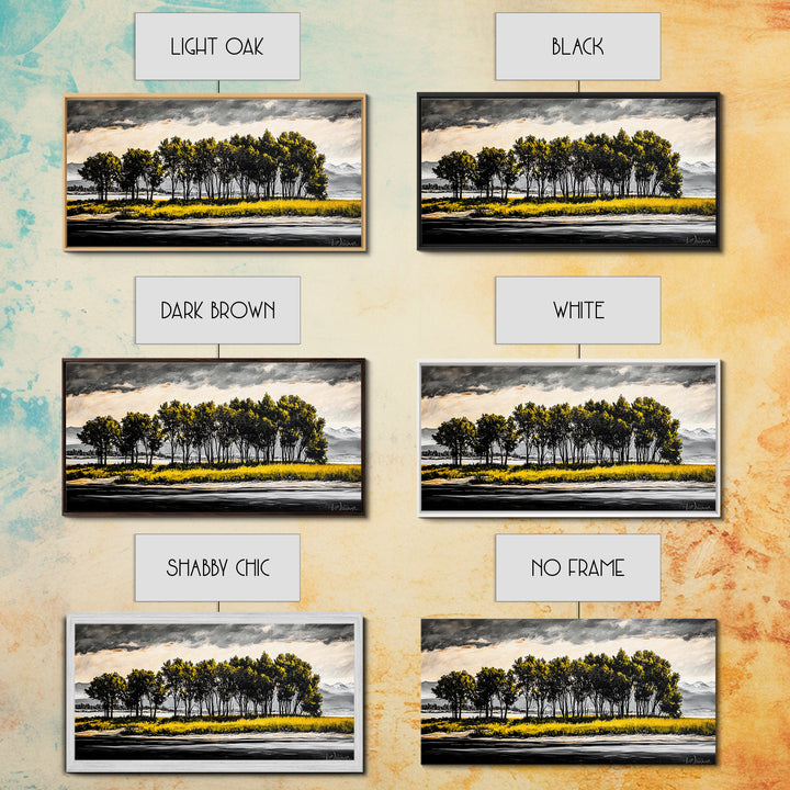 Aspen Trees, Mountain View, Nature Landscape, Rustic Home Decor, Autumn Wall Art, Framed Canvas Print, Cabin Wall Art, Modern Tree Painting