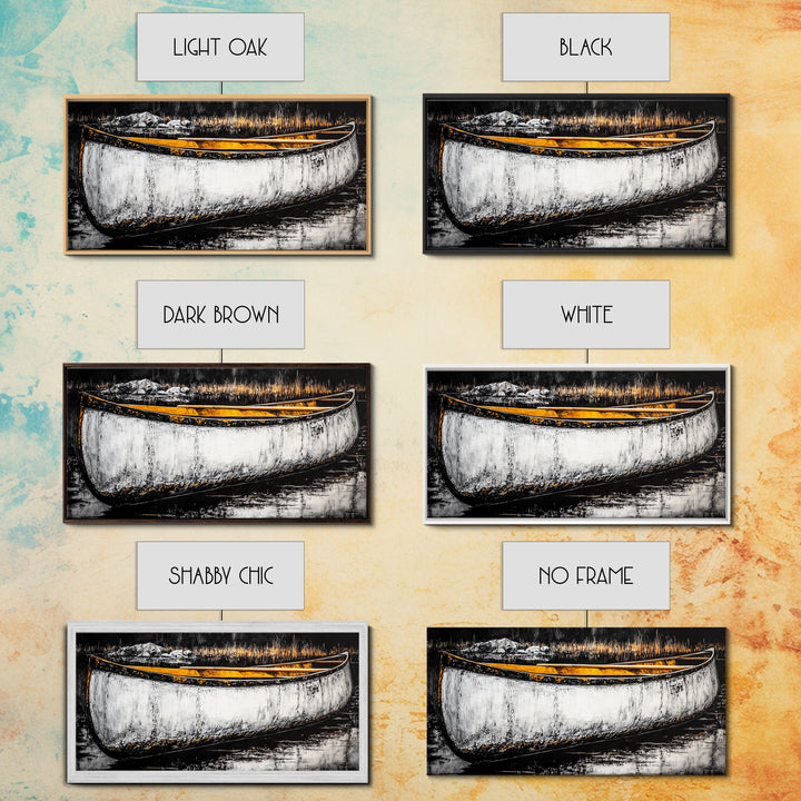 Canoe, Rustic Art, Lake House Decor, Boat Canvas Print, Outdoors Wall Art, Cabin Home Decor, Wilderness Artwork, Framed Canvas Print