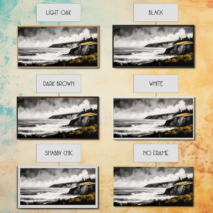 Rugged Coast, Ocean Horizon, Green Cliffs, Canvas Print, Coastal Landscape, Nautical Wall Art, Modern Home Decor, Living Room Art