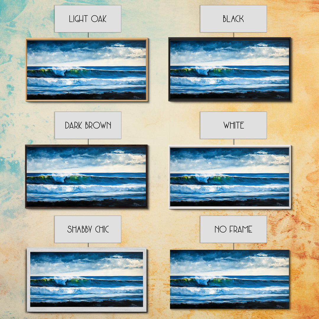 Rolling Waves, Deep Blue, Surf Art, Framed Canvas Print, Ocean Themed Decor, Beach House Art, Living Room Wall Art, Coastal Home Accent