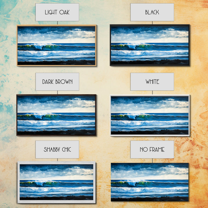 Rolling Waves, Deep Blue, Surf Art, Framed Canvas Print, Ocean Themed Decor, Beach House Art, Living Room Wall Art, Coastal Home Accent