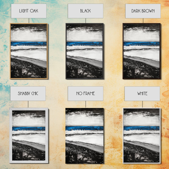 Coastal Shore, Beach Wall Art, Minimalist Seascape, Ocean Waves, Black and White Art, Nautical Decor, Relaxing Home Art, Canvas Print