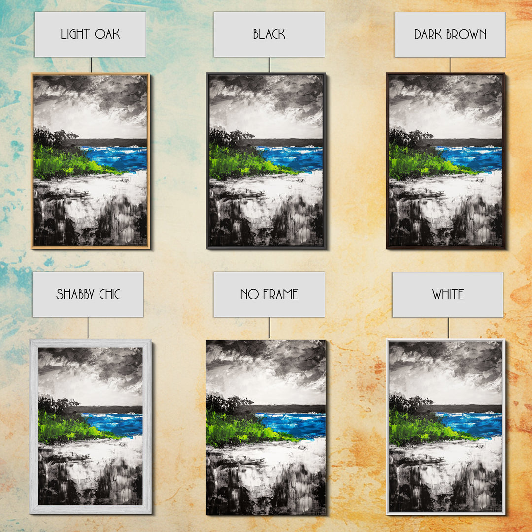 Abstract Seascape, Blue Ocean, Coastal Art, Modern Decor, Framed Canvas Print, Beach House Wall Art, Minimalist Art, Living Room Wall Art