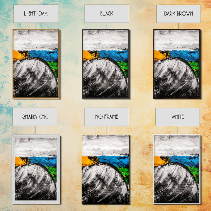 Rolling Waves, Abstract Ocean, Coastal Expression, Textured Seascape, Framed Canvas Print, Modern Beach House Decor, Bathroom Wall Art