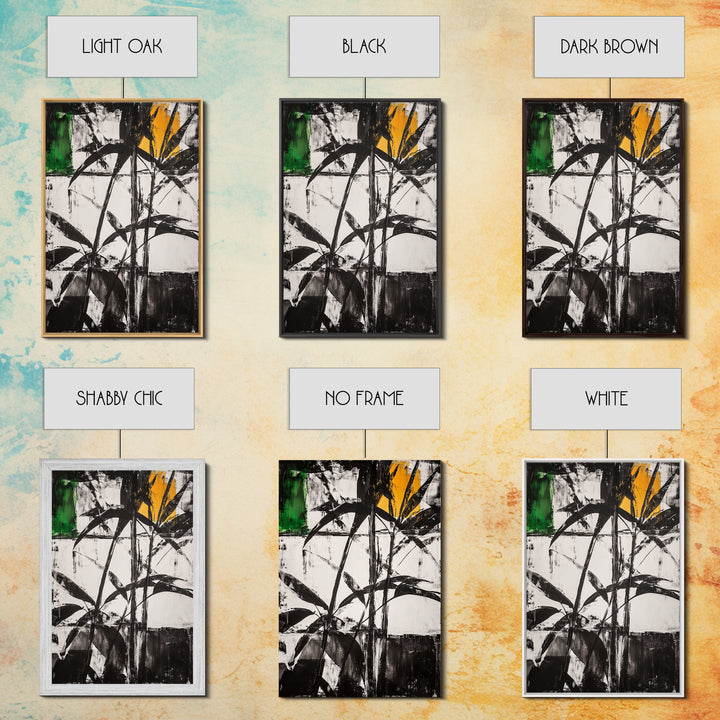 Abstract Leaves, Black and White Art, Botanical Wall Art, Nature Painting, Modern Home Decor, Minimalist Style, Canvas Print