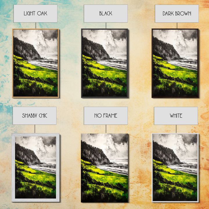 Coastal Cliffs, Vibrant Green, Canvas Print, Beach Wall Art, Nature Photography, Scenic View, Ocean Decor, Living Room Wall Art