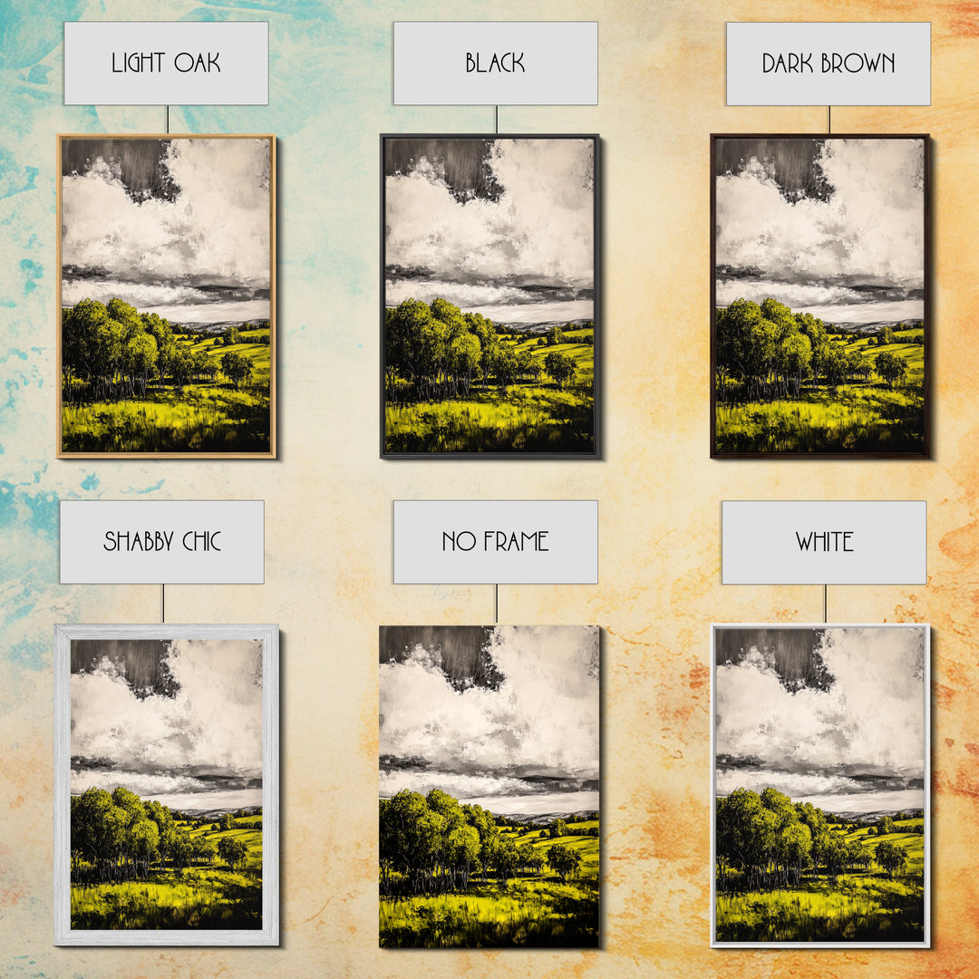 Rolling Hills, Countryside Scene, Golden Fields, Framed Canvas Print, Rustic Farmhouse Decor, Living Room Wall Art, Autumn