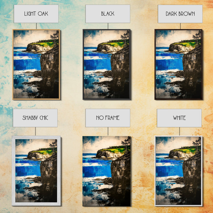 Coastal Cliff, Ocean Canvas Print, Nature Wall Art, Beach House Decor, Seascape Painting, Vibrant Blue Green Artwork, Office Art