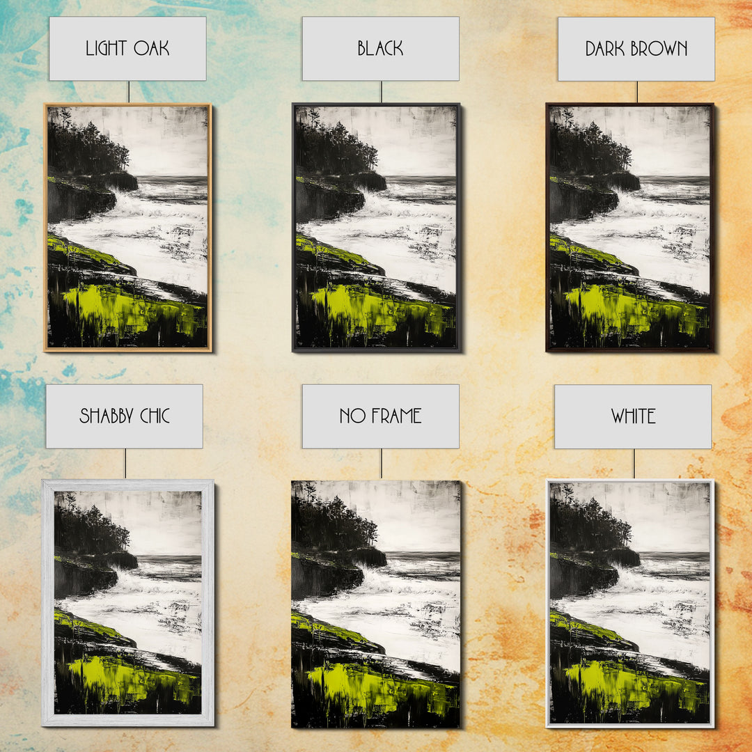 Coastal Cliffs, Ocean Waves, Seascape Art, Nature Wall Decor, Modern Coastal Print, Beach House Art, Framed Canvas Print, Living Room Art