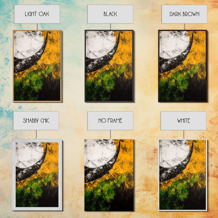 Abstract Horn, Black and Yellow Modern Painting, Bold Expressionist Art, Framed Canvas Print, Contemporary Office or Loft Wall Decor