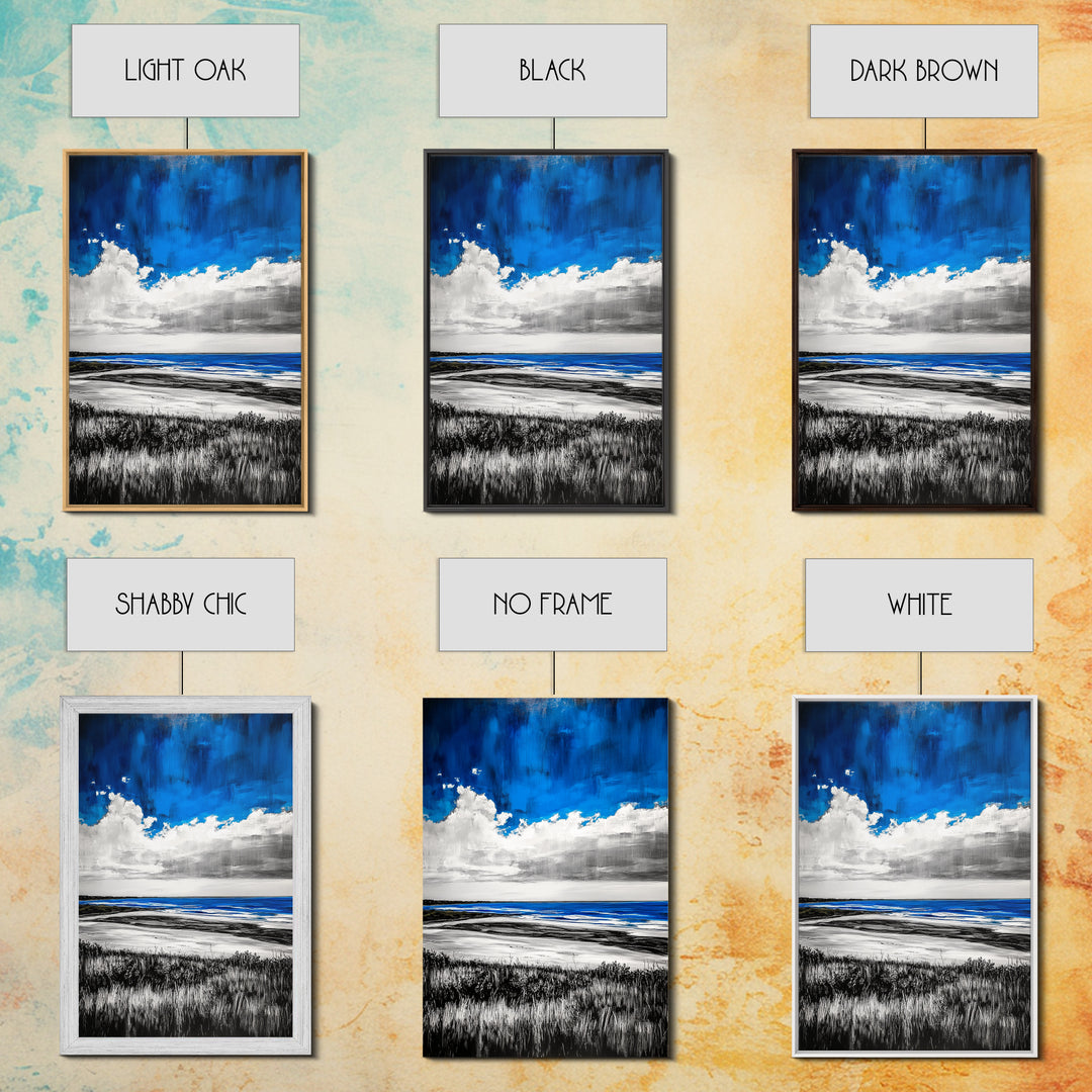 Blue Ocean, Coastal Wall Art, Beach House Decor, Minimalist Landscape, Nautical Aesthetic, Living Room Canvas Print, Ocean Lover Gift